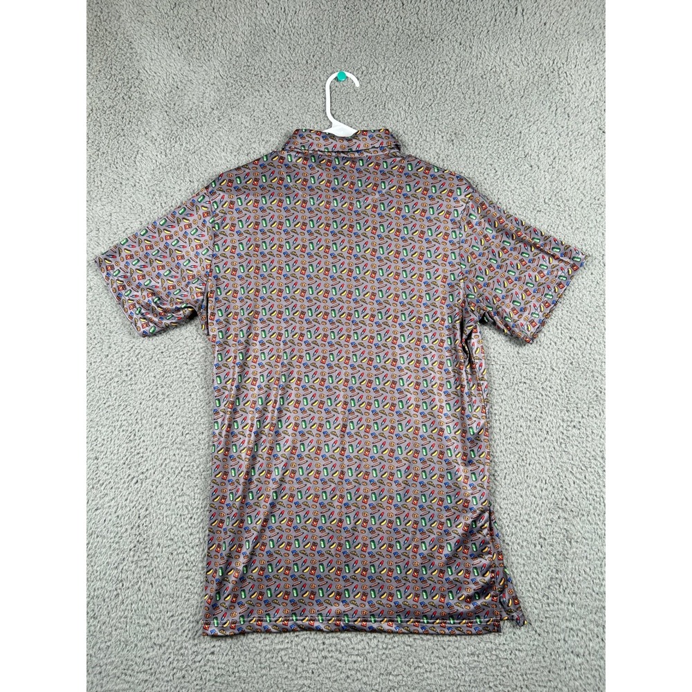Pins & Aces Mens Performance Golf Polo Shirt Medium M All Over Print NWT - Picture 7 of 7